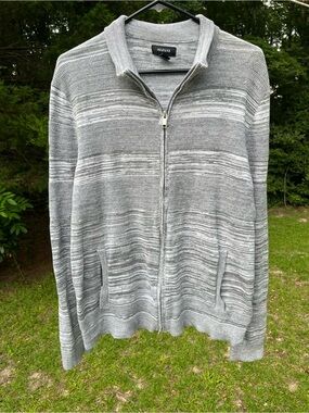 Alfani Gray Full-Zip Knit Cardigan Sweater